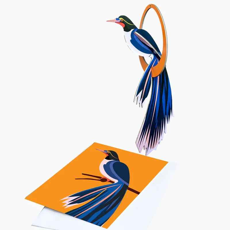 Studio Roof, Pop Out Card, Paradise Birds Swinging Flores 1