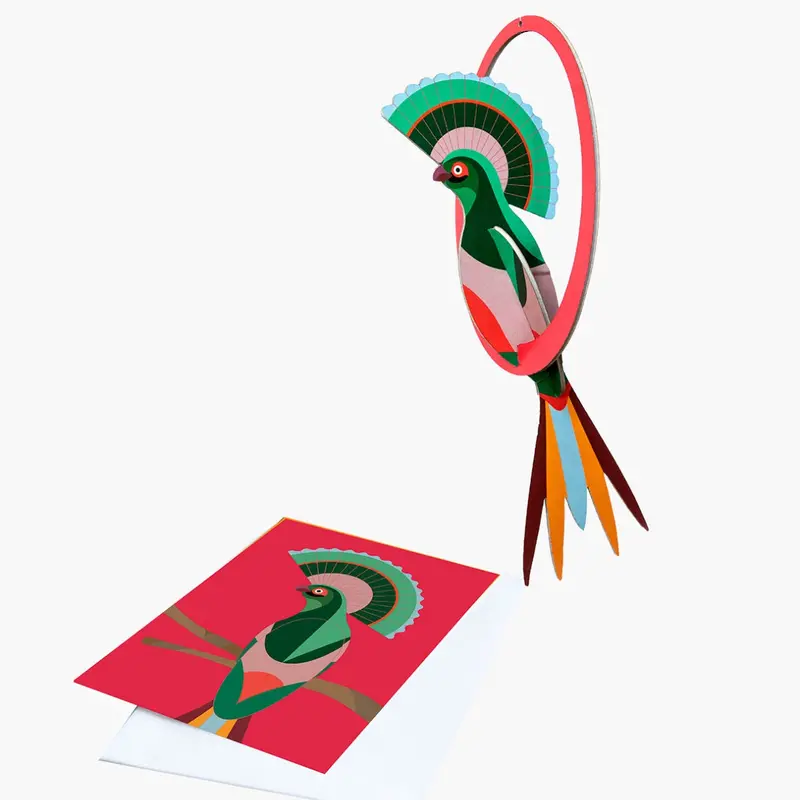 Studio Roof Pop Out Card, Paradise Birds Swinging Gili 1