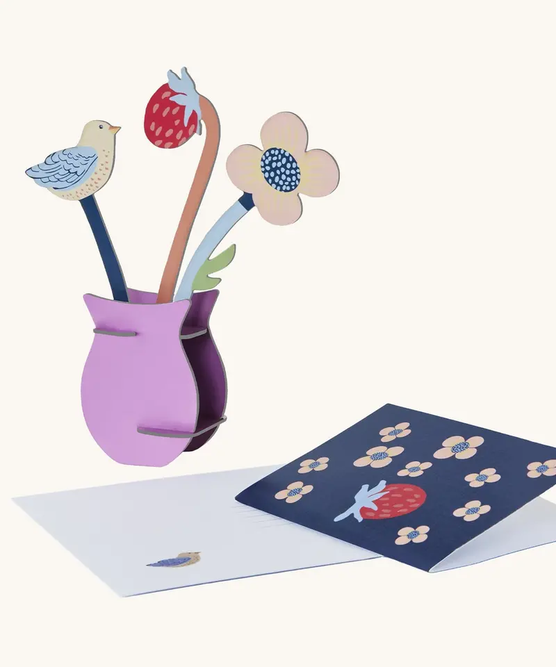 Studio Roof Pop Out Card - William Morris Flowers 1