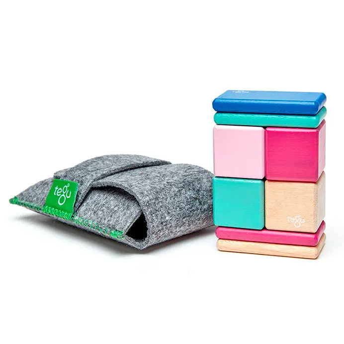 Tegu Magnetic Blocks Pocket Pouch - Blossom 8 Piece 1