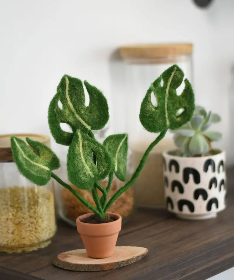 The Makerss - Monstera Plant Small Needle Felt Kit 2