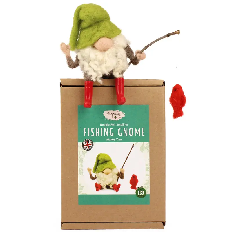 The Makerss - Small Fishing Gnome Needle Felt Kit 1