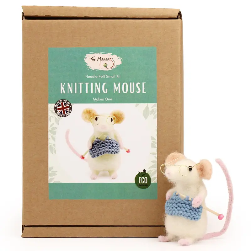The Makerss - Small Knitting Mouse Needle Felt Kit 1