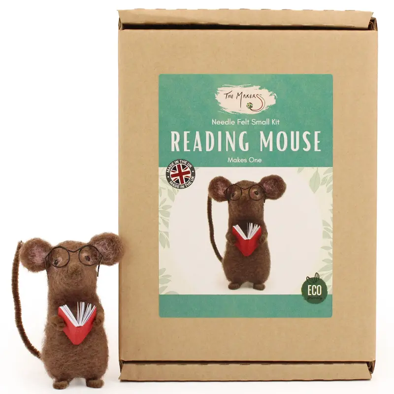 The Makerss - Small Reading Mouse Needle Felt Kit 1