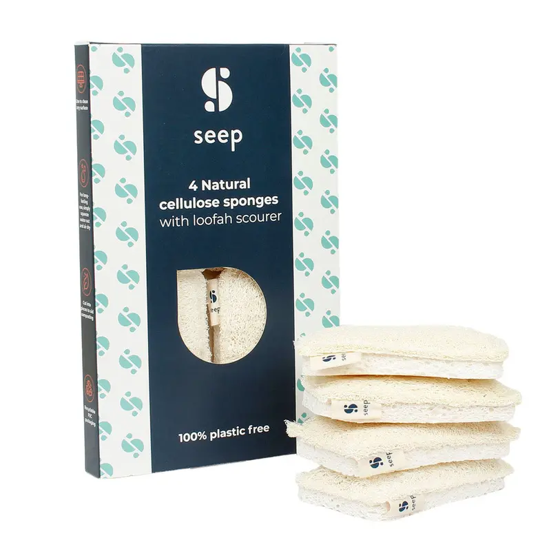 The Seep Company Compostable Sponge With Loofah Scourer - 4 Pack 1