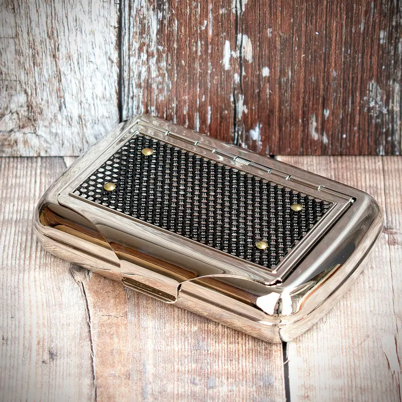 Tobacco Tin With Paper Holder (Gift Boxed) - Honeycomb Pattern Top 1