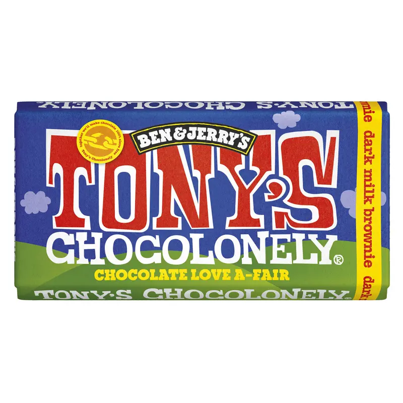 Tony's Chocolonely Ben & Jerry's Fairtrade Dark Milk Brownie Bar 180G Bb March 2026 1