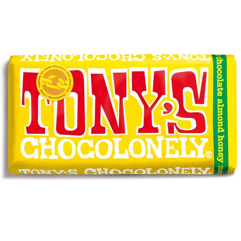 Tony's Chocolonely Fairtrade Almond Honey Nougat Chocolate 180G Bb May 2026 1