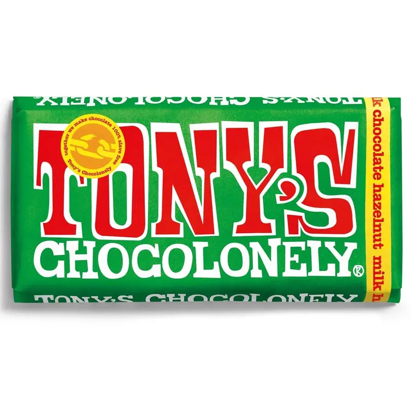 Tony's Chocolonely Fairtrade Milk Hazelnut Chocolate 180G Bb Feb 2026 1