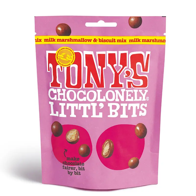 Tony's Chocolonely Littl' Bits Milk Chocolate Marshmallow & Biscuit Mix - 100G 1