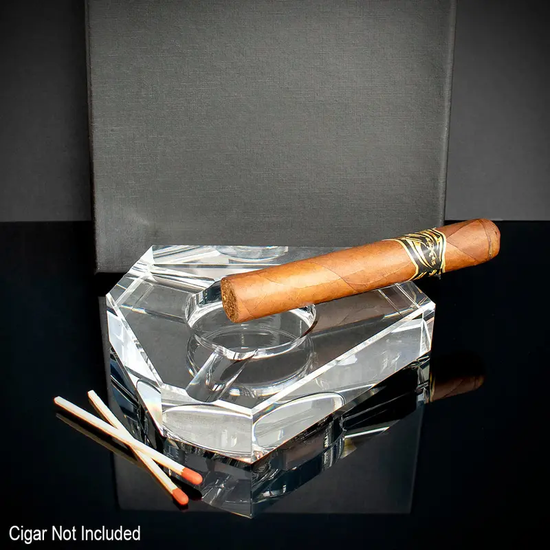 Triangular Crystal Cigar Ashtray - 3 Cigar Rests 1