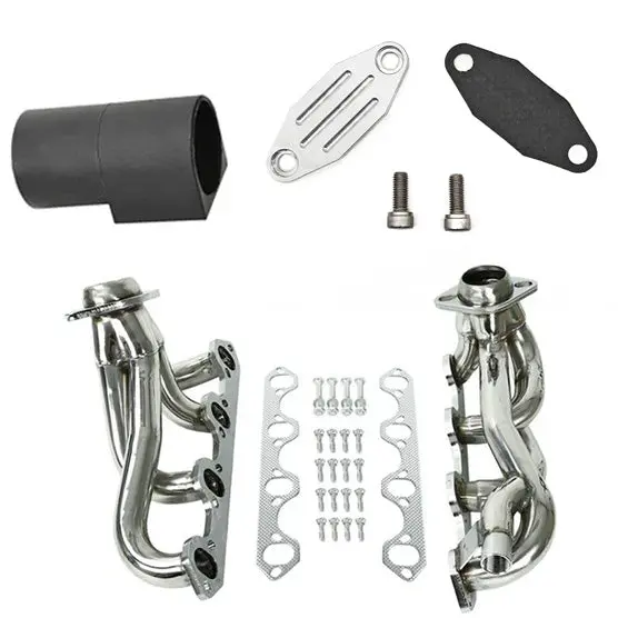 Trucktok 1987-1996 Ford 5.8L F150 F250 Bronco Short Header Manifold & Egr Block Off Delete Kit 1