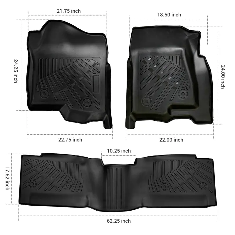 Trucktok 1999-2006 Silverado/Sierra 1500 2500 Extend Cab All-Weather Tpe Floor Mats 2