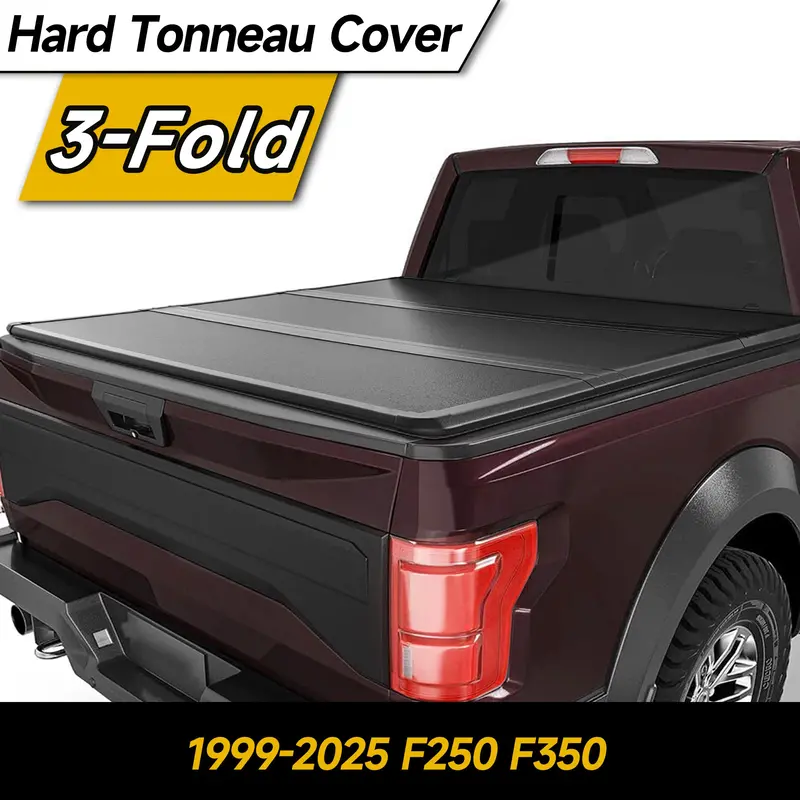 Trucktok 1999-2025 Ford F250 F350 Super Duty 6.8Ft Hard Tri-Fold Tonneau Cover Truck Bed Pickup 2