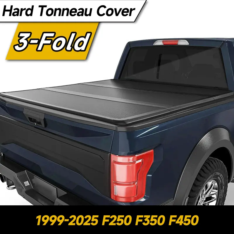 Trucktok 1999-2025 Ford F250 F350 Super Duty 8.2Ft Hard Tri-Fold Tonneau Cover Truck Bed Pickup 2