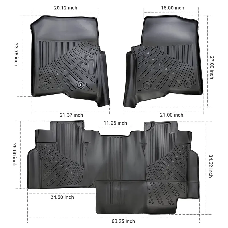 Trucktok 2004-2008 Ford F150 Supercrew Cab All-Weather Tpe Floor Mats 2