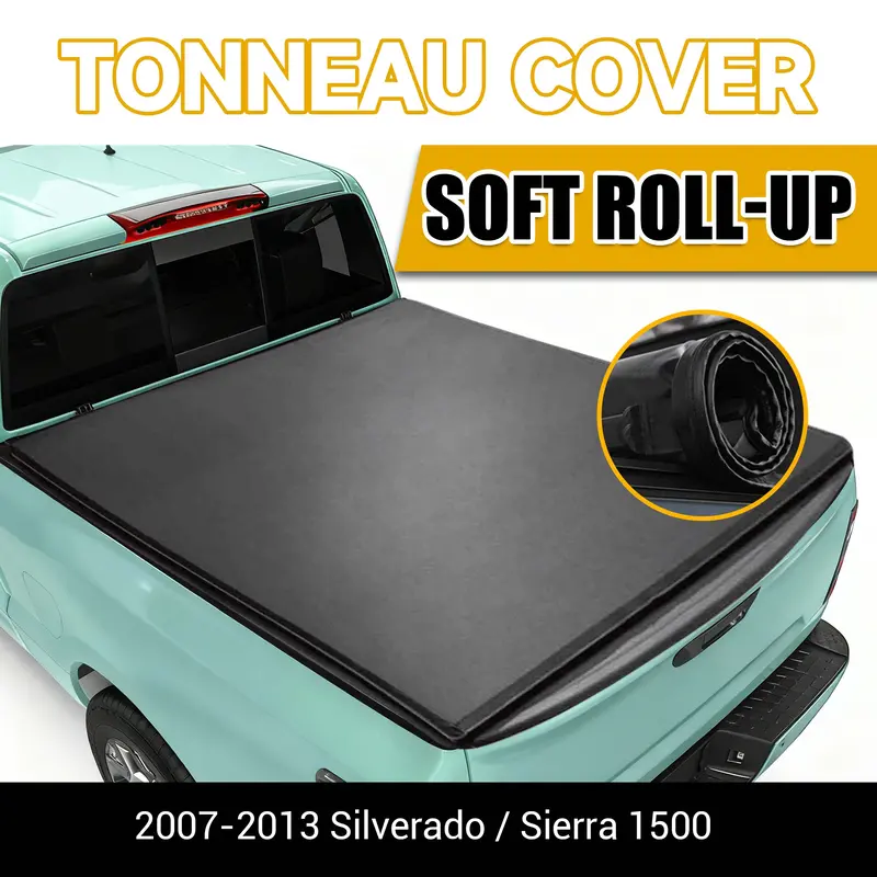 Trucktok 2007-2013 Chevy Silverado Sierra 5.8Ft Soft Roll Up Tonneau Cover Bed 2