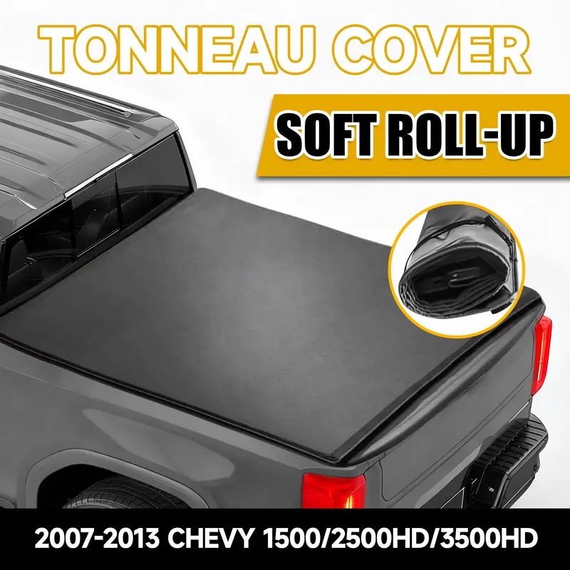 Trucktok 2007-2013 Chevy Silverado Sierra 8Ft Soft Roll Up Tonneau Cover Bed 2
