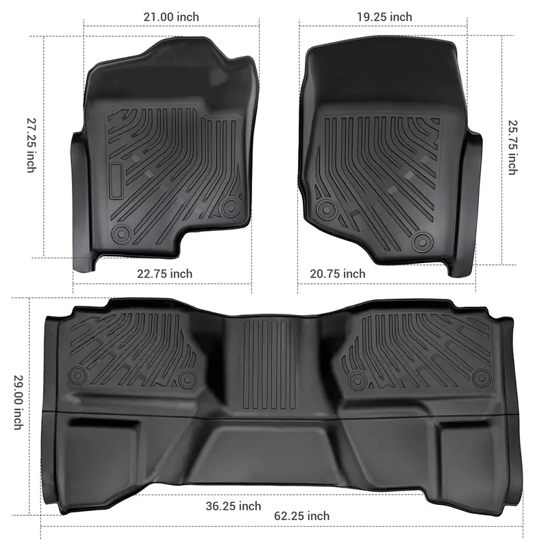 Trucktok 2007-2013 Silverado Sierra 1500 2500 Extend Cab All-Weather Tpe Floor Mats 2