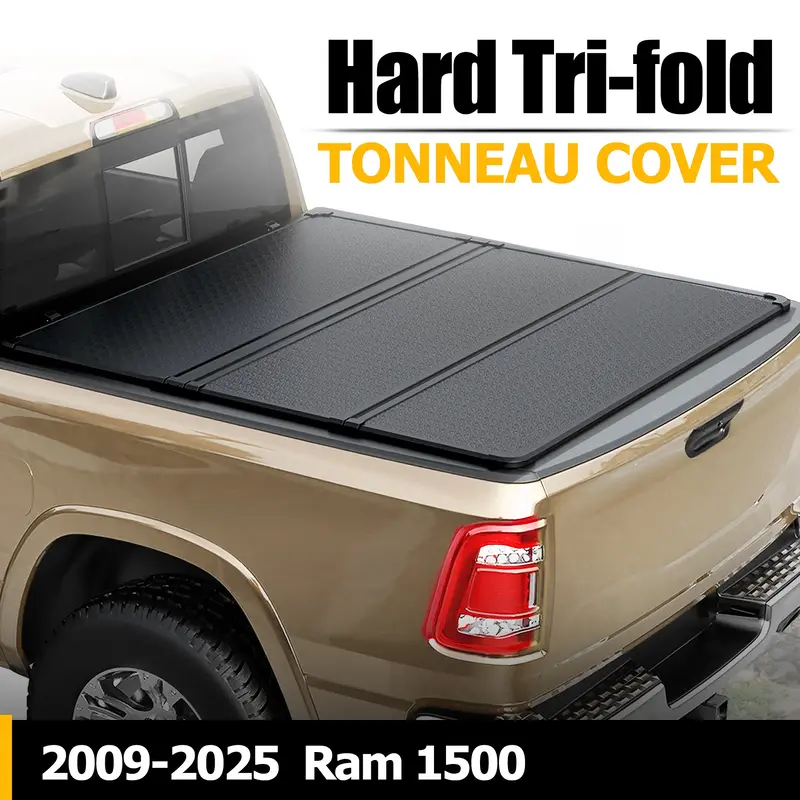 Trucktok 2009-2025 Dodge Ram 1500 5.7Ft Hard Tri-Fold Tonneau Cover Truck Bed 2