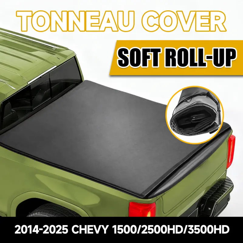 Trucktok 2014-2025 Chevy Silverado Sierra 8Ft Soft Roll Up Tonneau Cover Bed 2