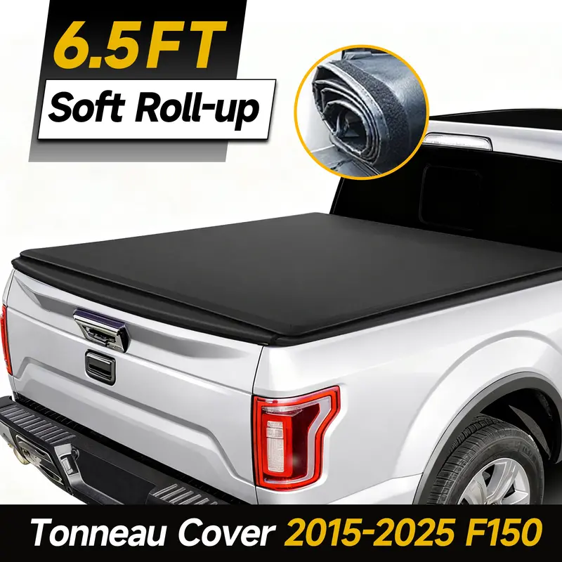 Trucktok 2015-2025 Ford F150 6.5Ft Soft Roll Up Tonneau Cover Truck Bed 2