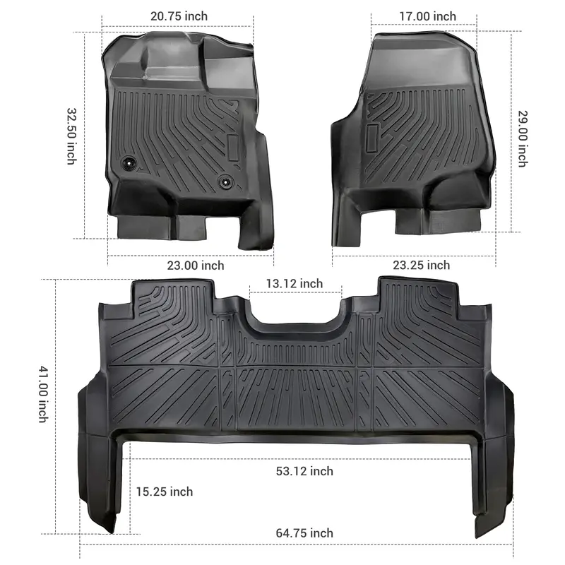 Trucktok 2015-2025 Ford F150 / F-150 Lightning Supercrew Cab With Seat Storage All-Weather Tpe Floor Mats 2