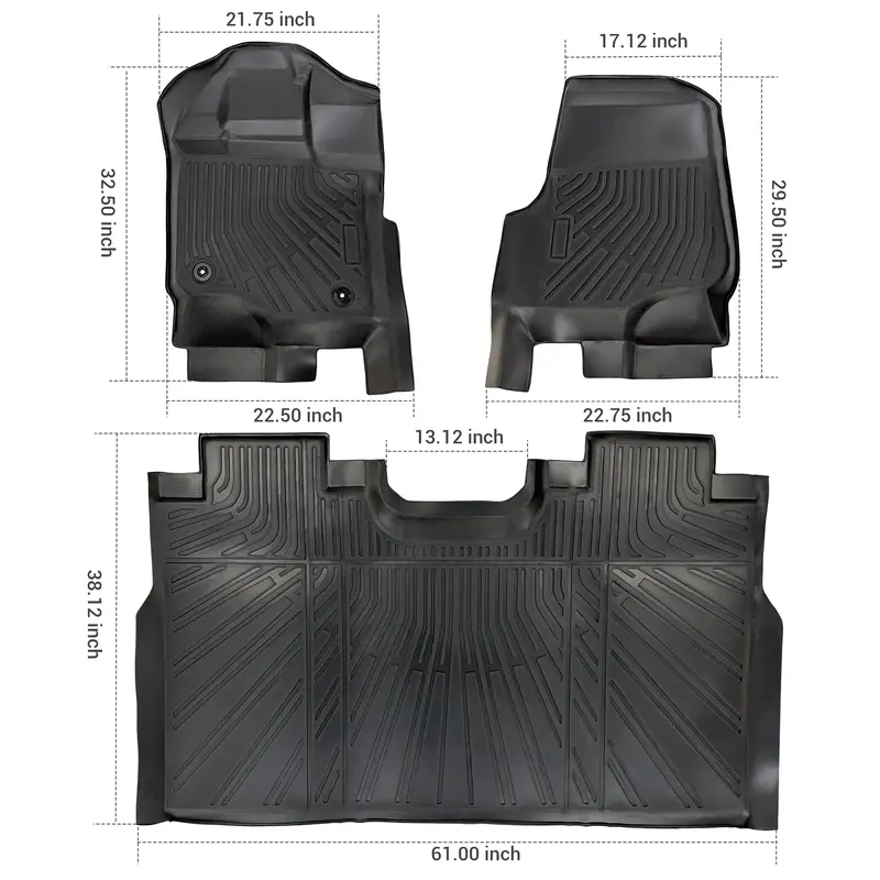 Trucktok 2015-2025 Ford F150 / F-150 Lightning Supercrew Cab Without Seat Storage All-Weather Tpe Floor Mats 2