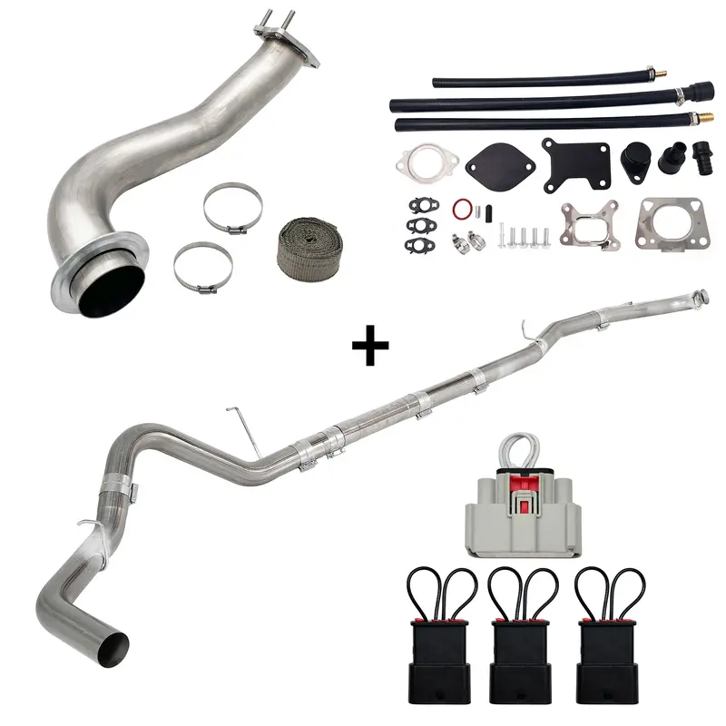 Trucktok 2017-2019 6.6L Duramax L5p 4" Dpf Delete Pipe & 3.5" Downpipe W/Egr Delete Kit 1