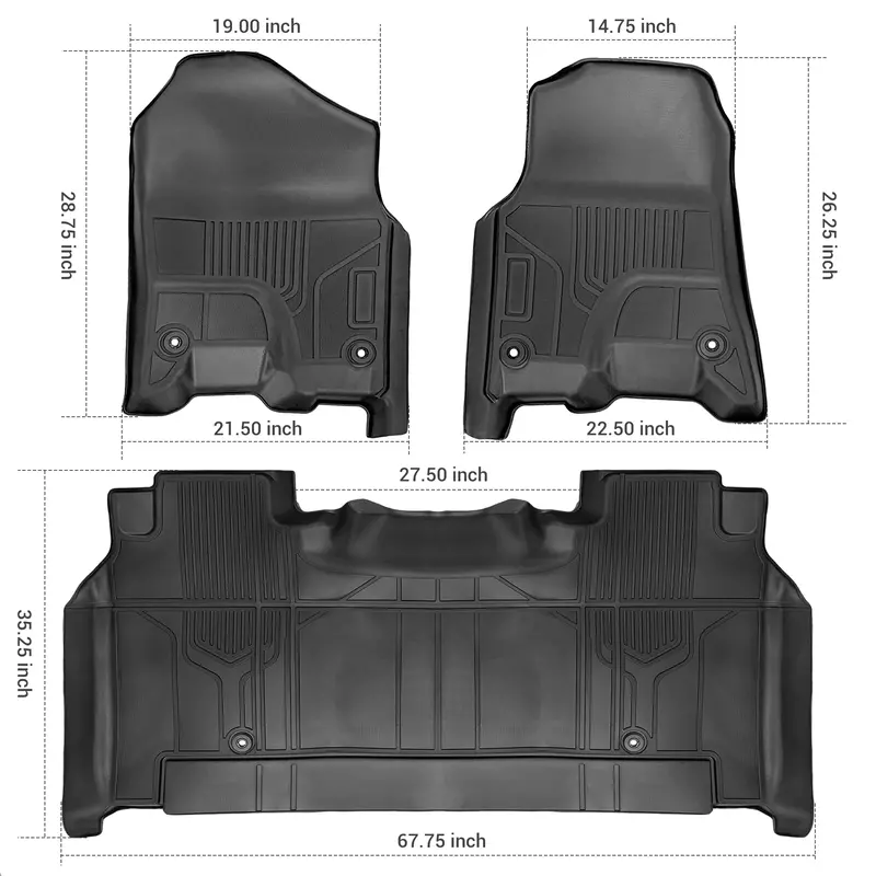 Trucktok 2019-2024 Dodge Ram 1500 New Body Crew Cab With Storage Box All-Weather Floor Mats 2