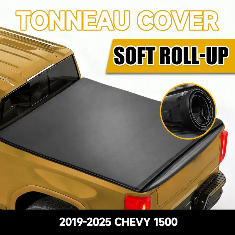 Trucktok 2019-2025 Chevy Silverado Sierra 5.8Ft Soft Roll Up Tonneau Cover Bed 2