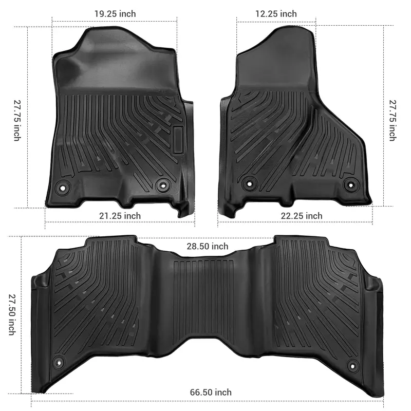 Trucktok 2019-2025 Dodge Ram 2500 3500 Crew Cab All-Weather Floor Mats 2