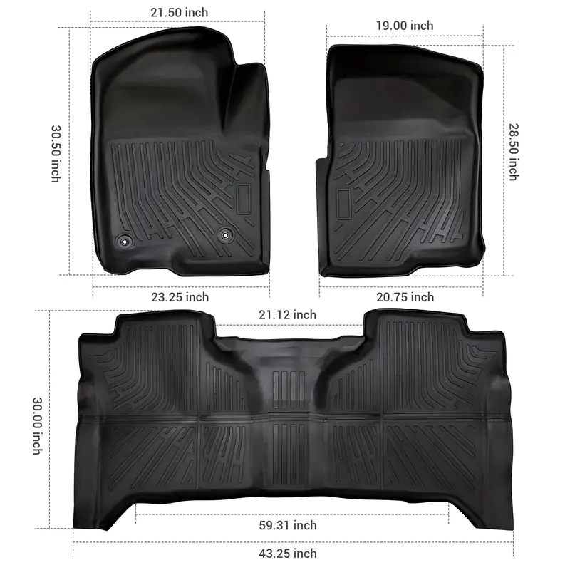 Trucktok 2019-2025 Silverado Sierra 1500 New Double Cab All-Weather Tpe Floor Mats 2