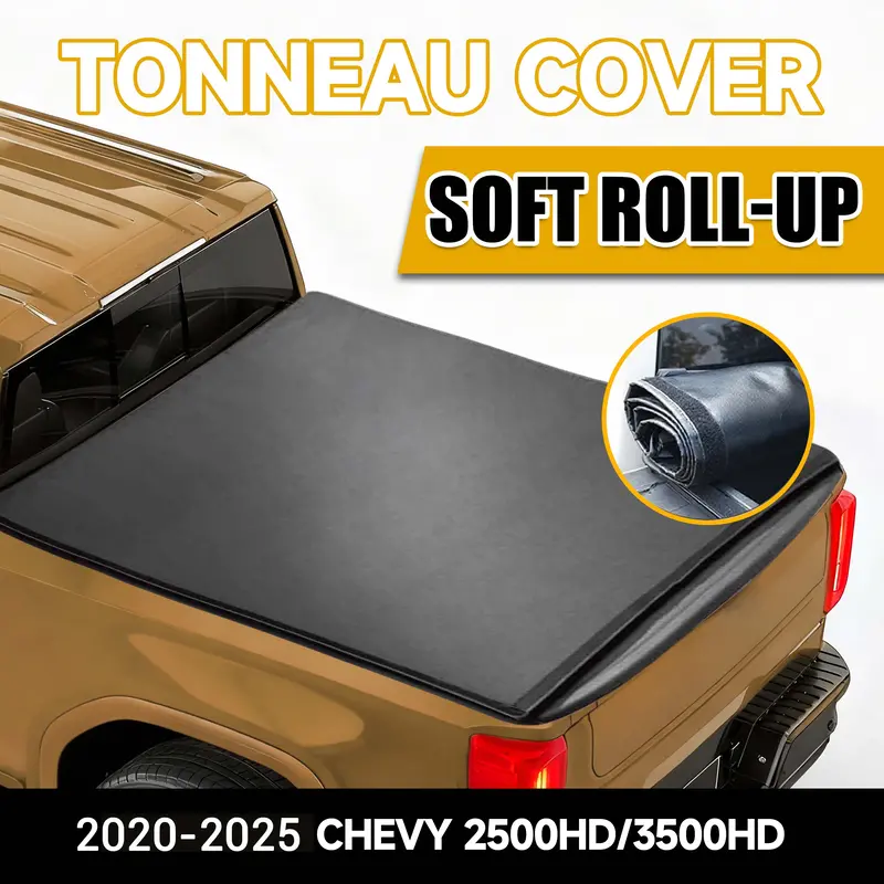 Trucktok 2020-2025 Chevy Silverado Sierra 6.9Ft Soft Roll Up Tonneau Cover Bed 2