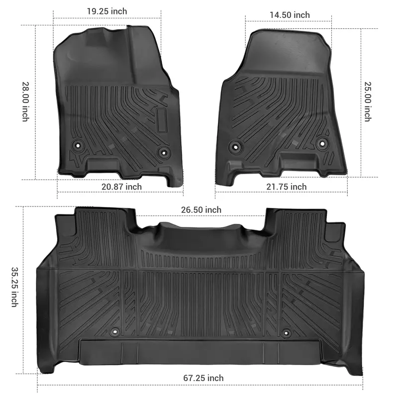 Trucktok 2025-2026 Dodge Ram 1500 Crew Cab With Storage All-Weather Tpe Floor Mats 2