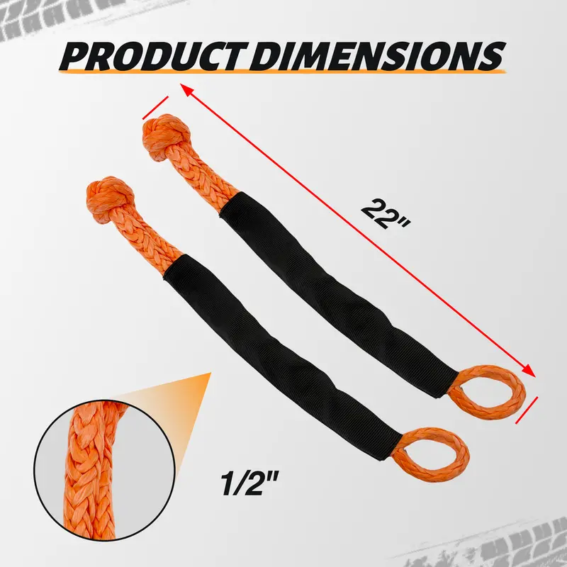 Trucktok 2Pcs 1/2" X 22" Soft Shackle 33,000 Lbs With Protective Sleeves 2