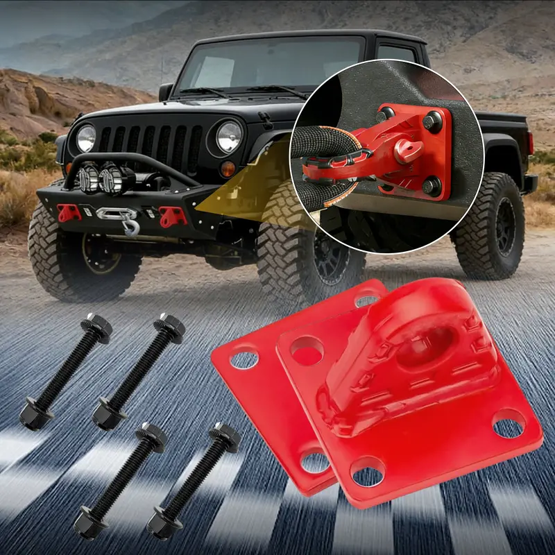 Trucktok 2Pcs Shackle Mounts 42,000 Lbs Break Strength With Backer Plates 2