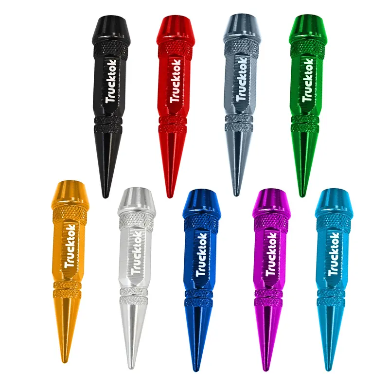 Trucktok 4Pcs Aluminum Spike Bullet Valve Stem Caps Cover Wheel Tire Air Cap 1