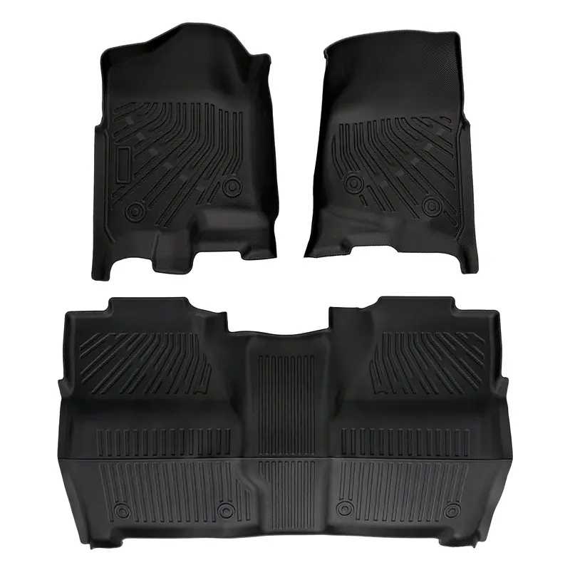 Trucktok Silverado Sierra 2007-2013 1500 & 2007-2014 2500Hd 3500Hd Crew Cab All-Weather Tpe Floor Mats 1