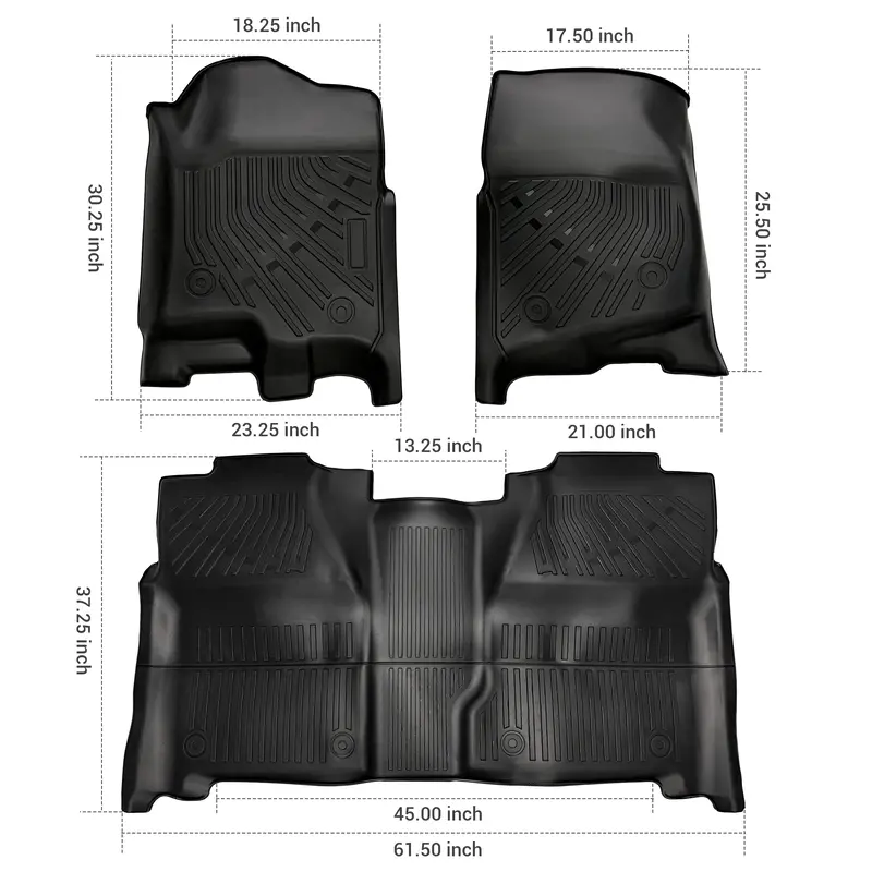 Trucktok Silverado Sierra 2007-2013 1500 & 2007-2014 2500Hd 3500Hd Crew Cab All-Weather Tpe Floor Mats 2