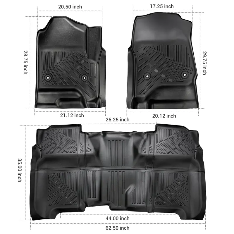 Trucktok Silverado Sierra 2014-2018 1500 & 2015-2019 2500Hd 3500Hd Crew Cab All-Weather Tpe Floor Mats 2