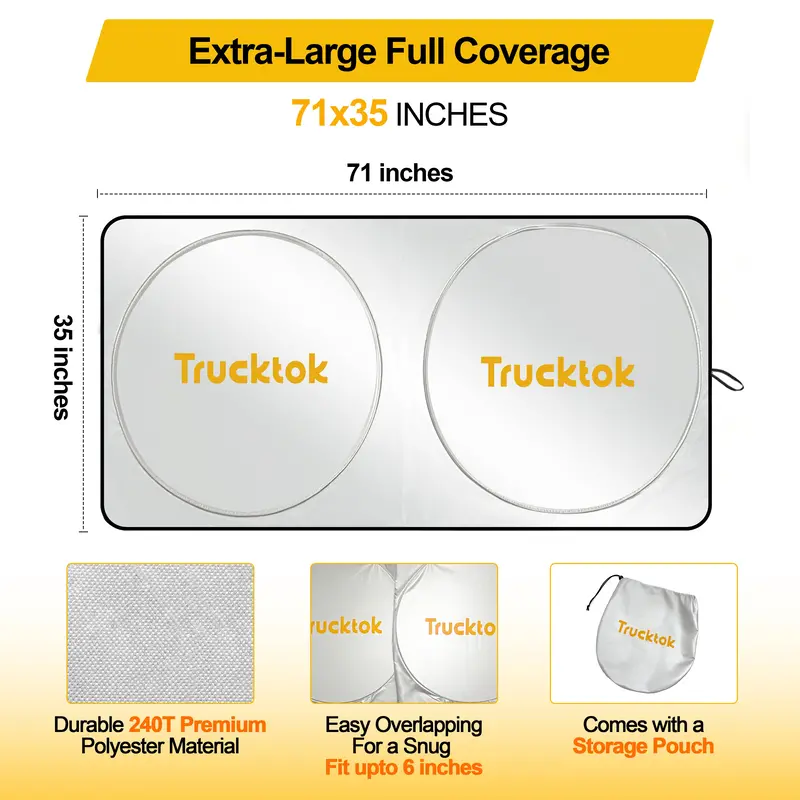 Trucktok Specially Customized Universal Windshield Sunshade Summer Interior Cooler Auto Sun Protector 2