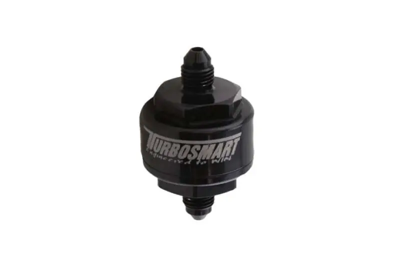 Turbosmart Billet Turbo Oil Feed Filter W/44 Micron Pleated Disc -4An Male Inlet - Black 1
