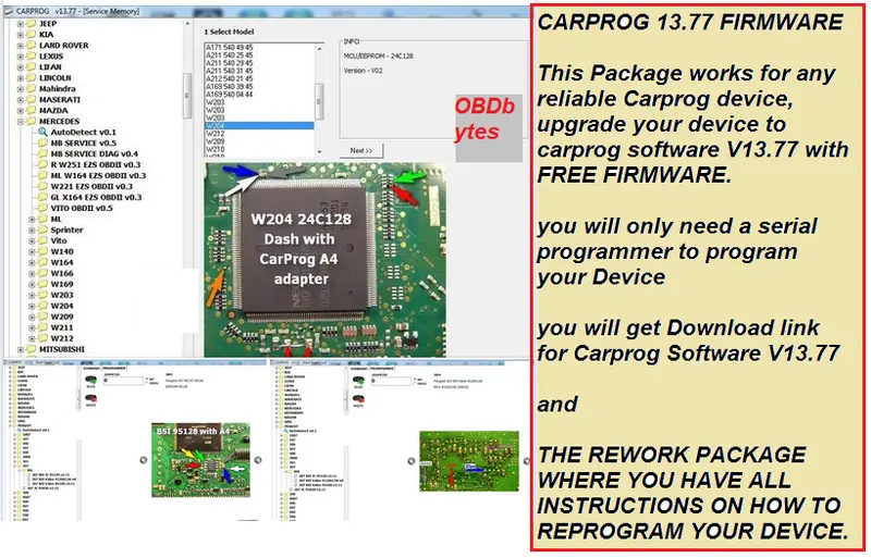 Upgrade Any Carprog Device To Run With Carprog Software 13.77 Remove Firmware (Full Rework Package) 1