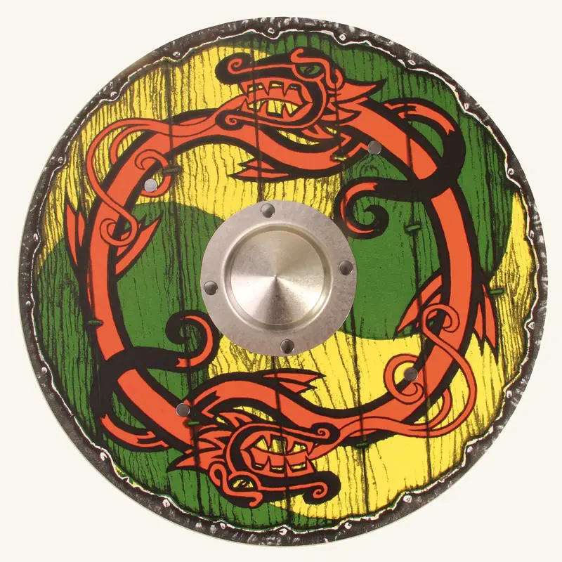 Vah Yellow & Green Viking Wooden Shield 1