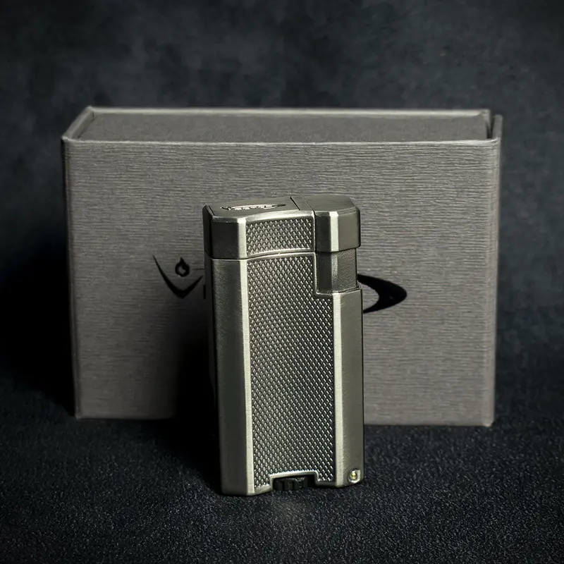 Vector Vmotion Twin Jet Flame Lighter With Punch Cutter - Gunmetal 1