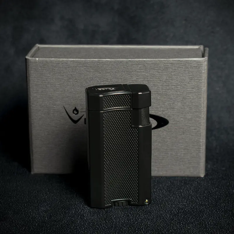 Vector Vmotion Twin Jet Flame Lighter With Punch Cutter - Matte Black 1