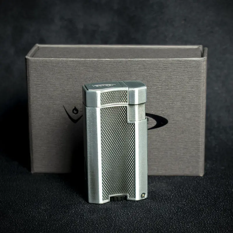 Vector Vmotion Twin Jet Flame Lighter With Punch Cutter - Matte Chrome 1