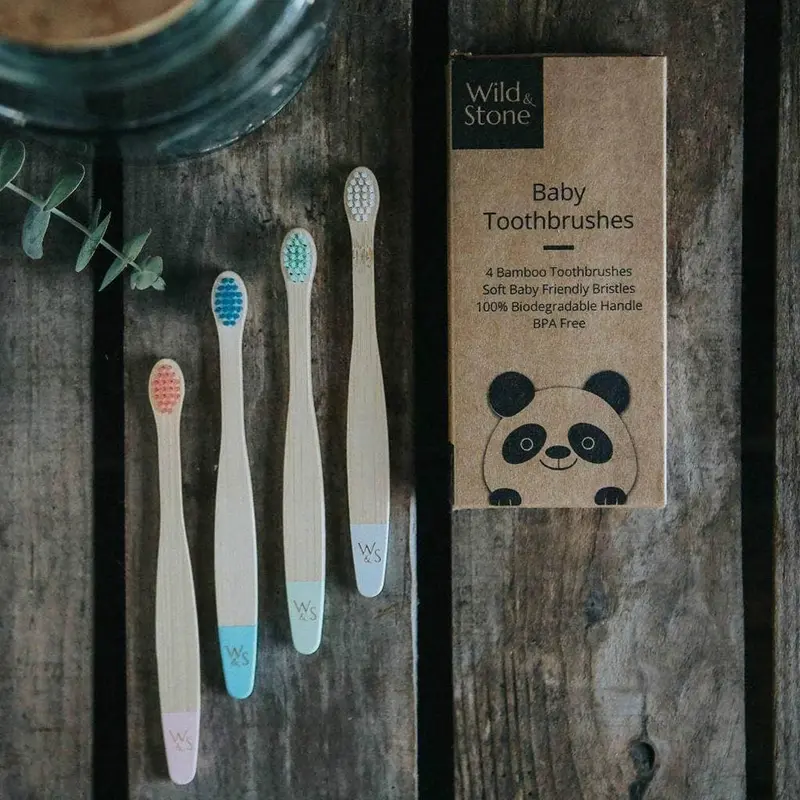 Wild & Stone Baby Bamboo Toothbrush - Extra Soft Bristles - 4 Pack 2