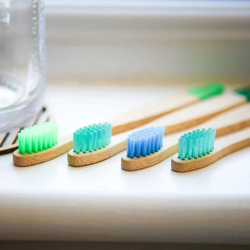 Wild & Stone Children's Bamboo Toothbrush - 4 Pack - Aqua 2
